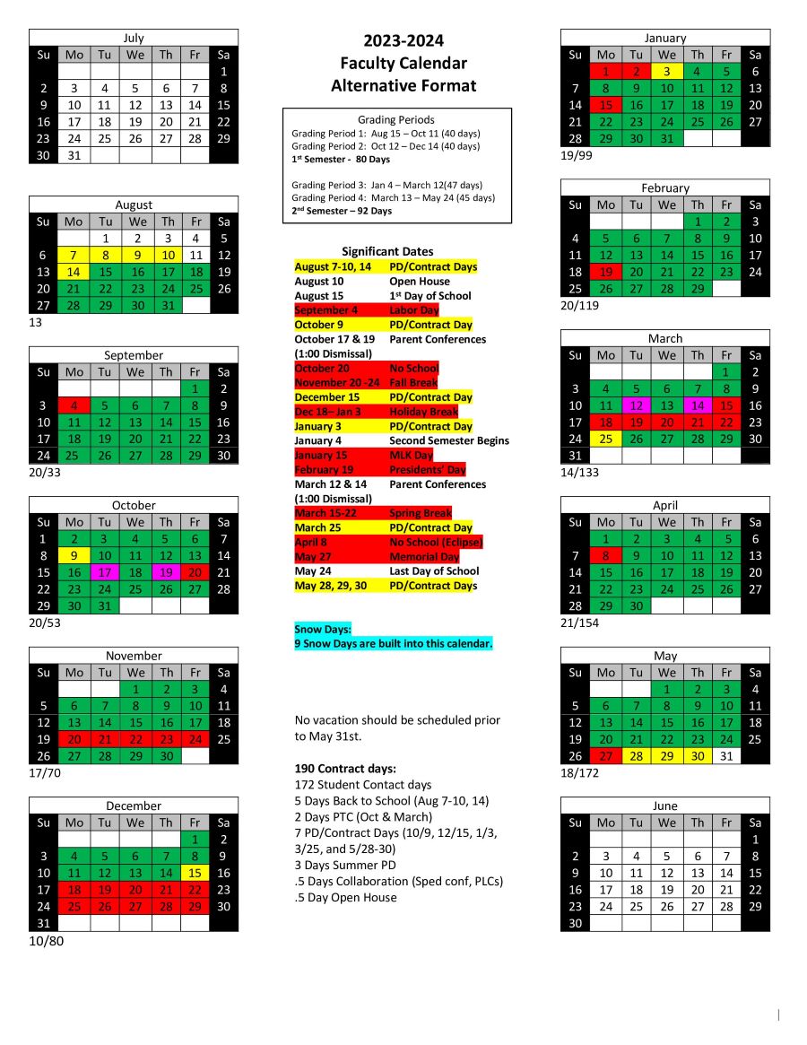 Faculty Calendar